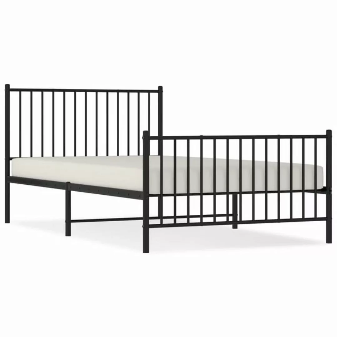 furnicato Bett Bettgestell mit Kopf- und Fußteil Metall Schwarz 107x203 cm günstig online kaufen