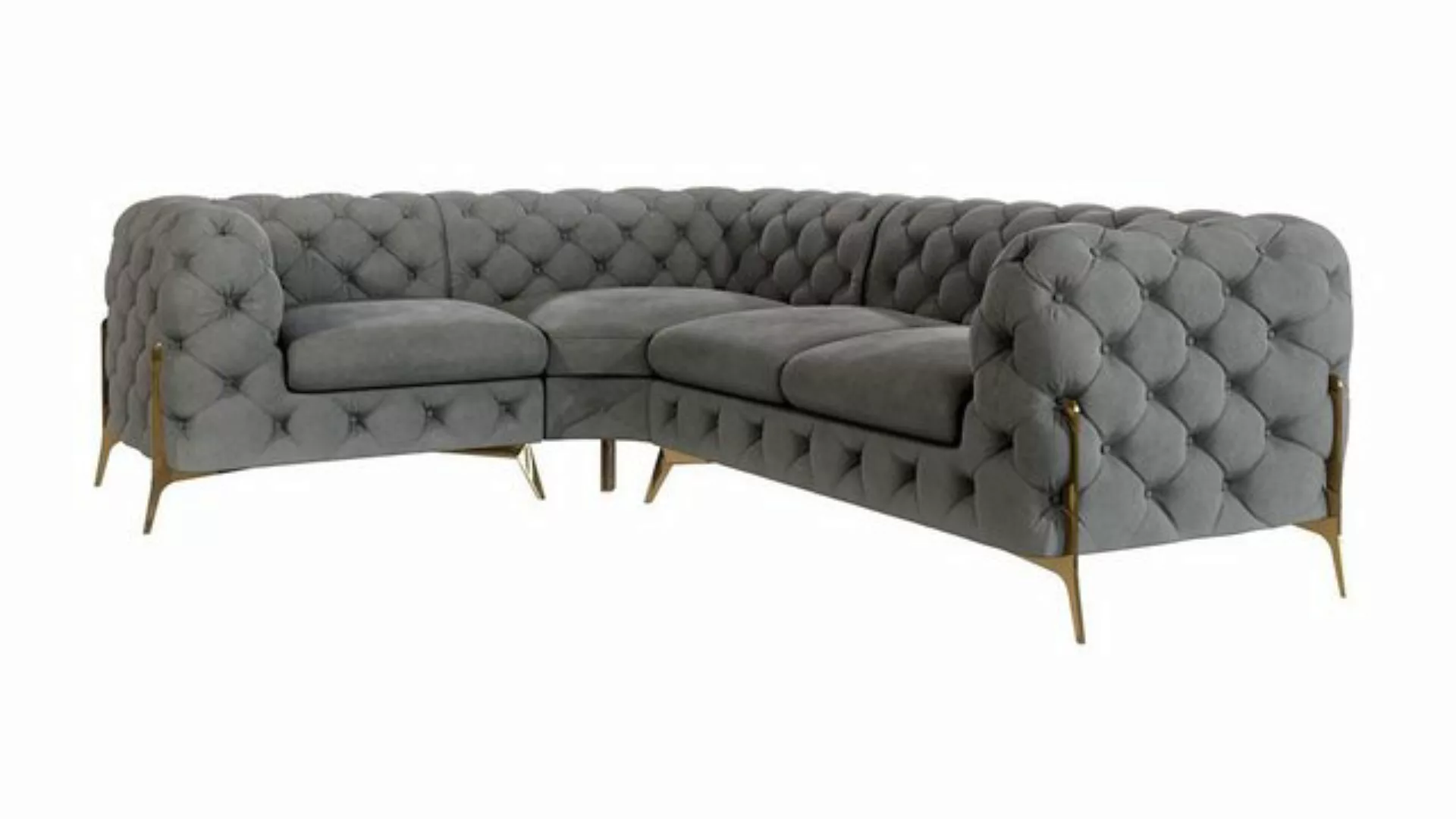 S-Style Möbel Ecksofa Chesterfield Ashley mit Goldene Metall Füßen, Die Eck günstig online kaufen