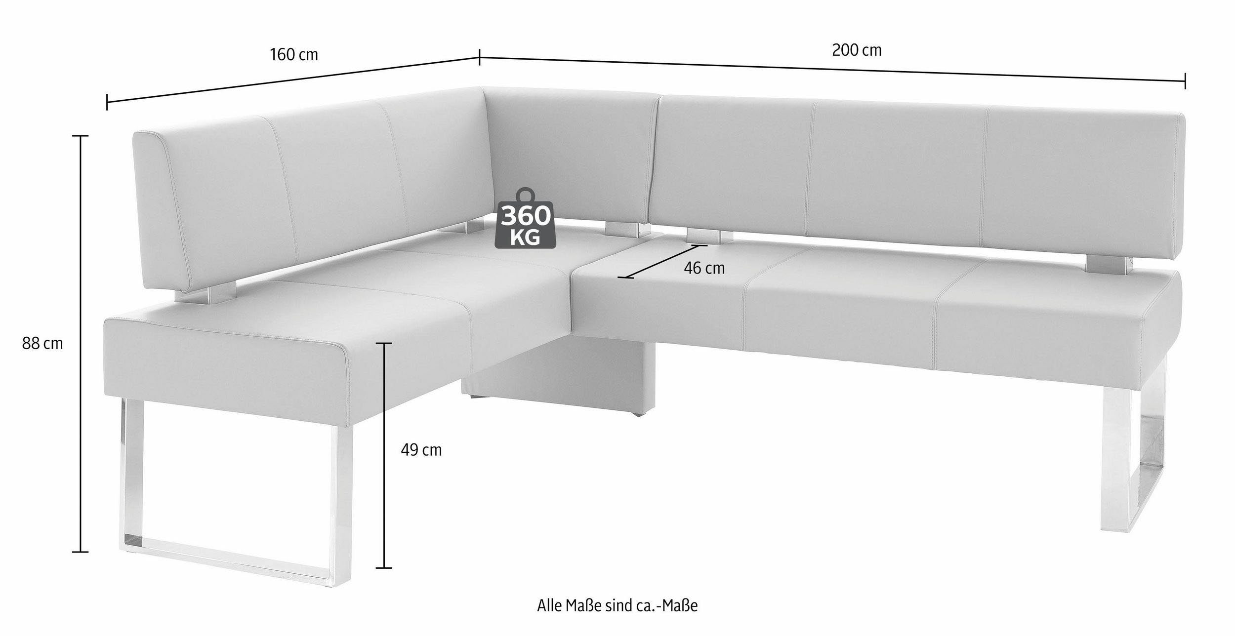Home affaire Eckbank "Rab", in 2 Breiten (180 oder 200 cm), Bezug in versch günstig online kaufen