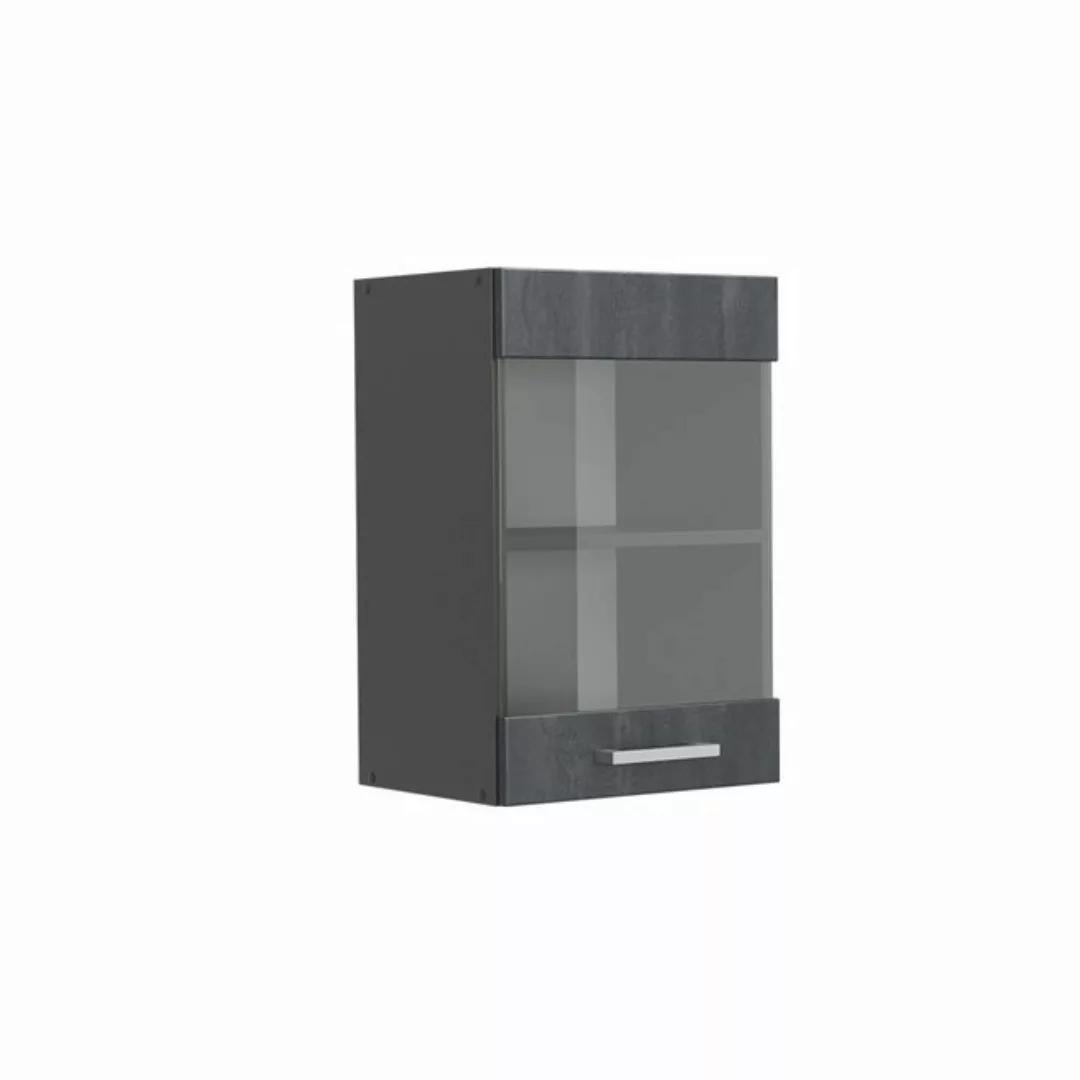 Livinity® Glashängeschrank R-Line, Schwarz Beton/Anthrazit, 40 cm günstig online kaufen