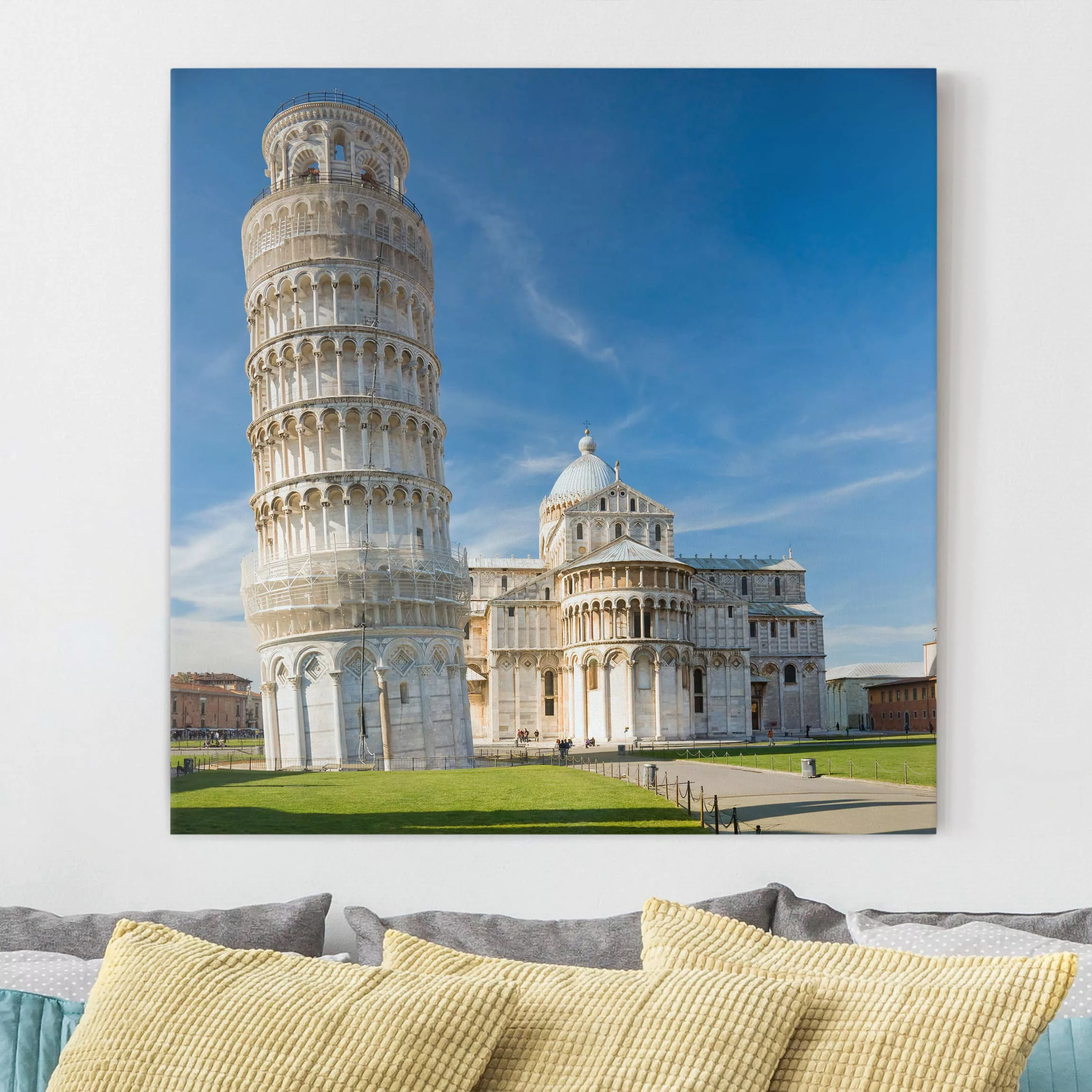 Leinwandbild Architektur & Skyline - Quadrat Der schiefe Turm von Pisa günstig online kaufen