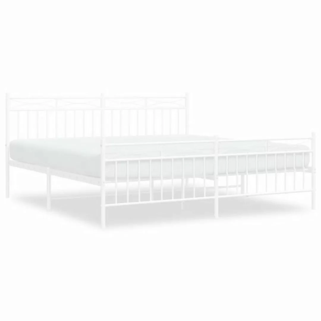 vidaXL Bett Bettgestell mit Kopf- und Fußteil Metall Weiß 180x200 cm günstig online kaufen