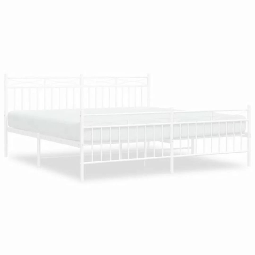 furnicato Bett Bettgestell mit Kopf- und Fußteil Metall Weiß 180x200 cm günstig online kaufen