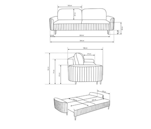 Furnix Schlafsofa Vinona Couch mit Schlaffunktion Liegefläche 140x200 cm fü günstig online kaufen