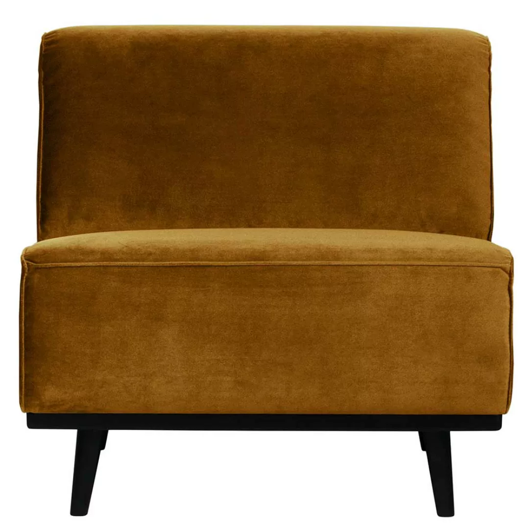 Modulares Sofa Element aus Samt und Holz Honigfarben und Schwarz günstig online kaufen