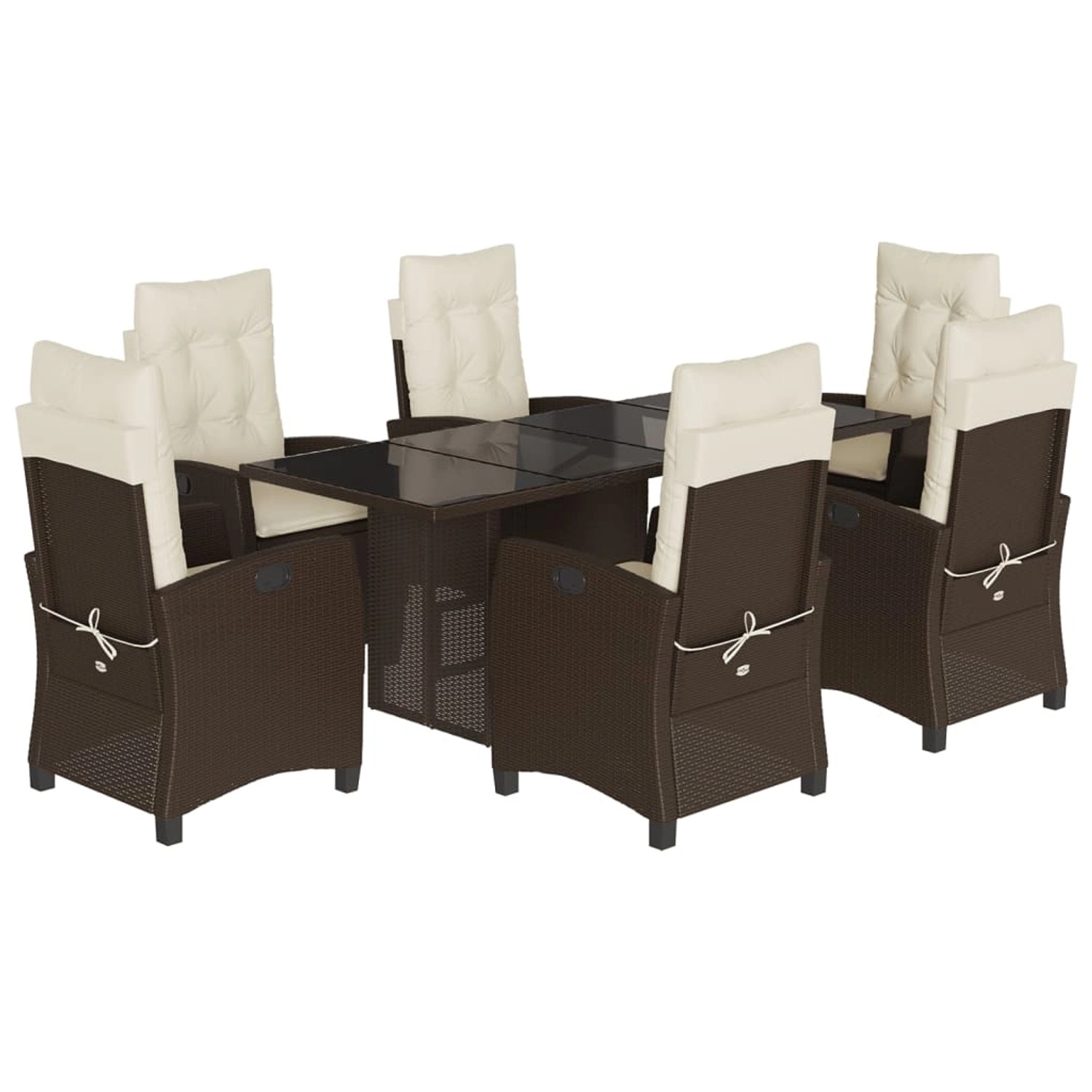 vidaXL 7-Tlg Garten-Essgruppe mit Kissen Braun Poly Rattan 3212686 günstig online kaufen