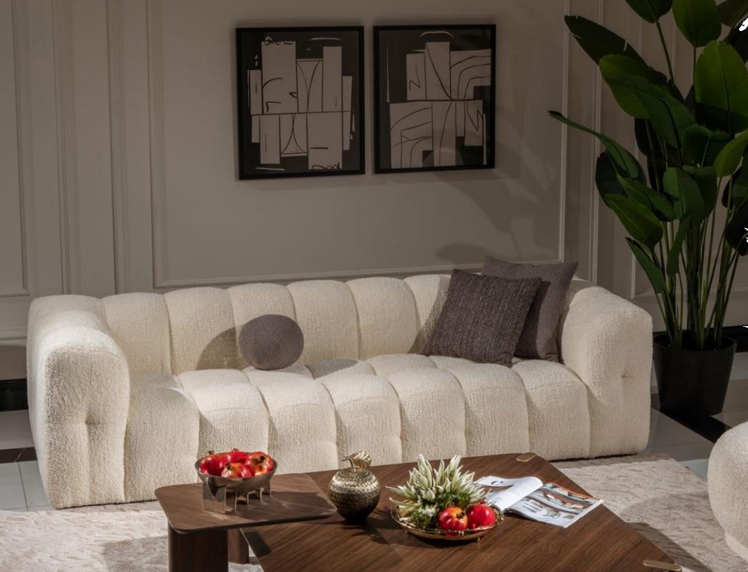 Xlmoebel Sofa Luxuriöses Drei-Sitzer-Sofa in Weiß aus Stoff, Polsterung, St günstig online kaufen