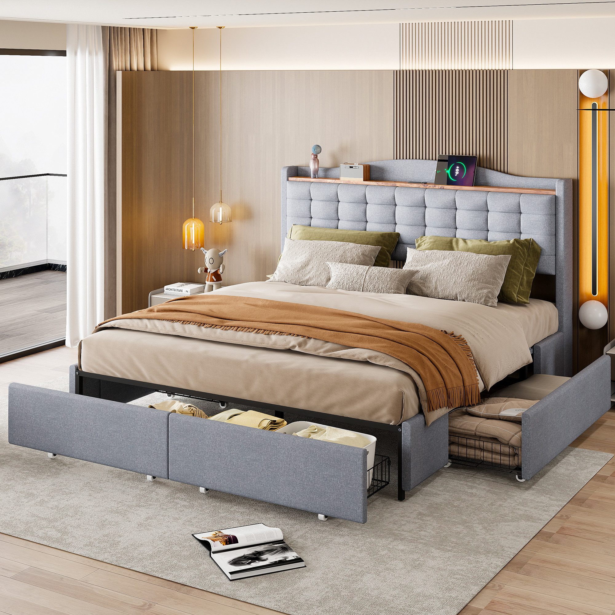 HAUSS SPOLE Polsterbett 160x200cm, mit USB-Ladeanschluss, günstig online kaufen