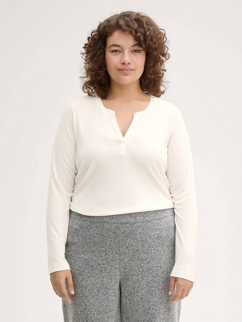 TOM TAILOR PLUS Langarmshirt Plus Size - Langarmshirt mit Lyocell günstig online kaufen