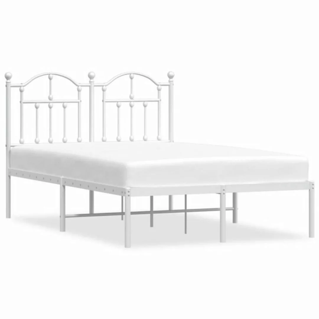 vidaXL Bettgestell Bettrahmen mit Kopfteil Metall Weiß 120x200 cm Bett Bett günstig online kaufen