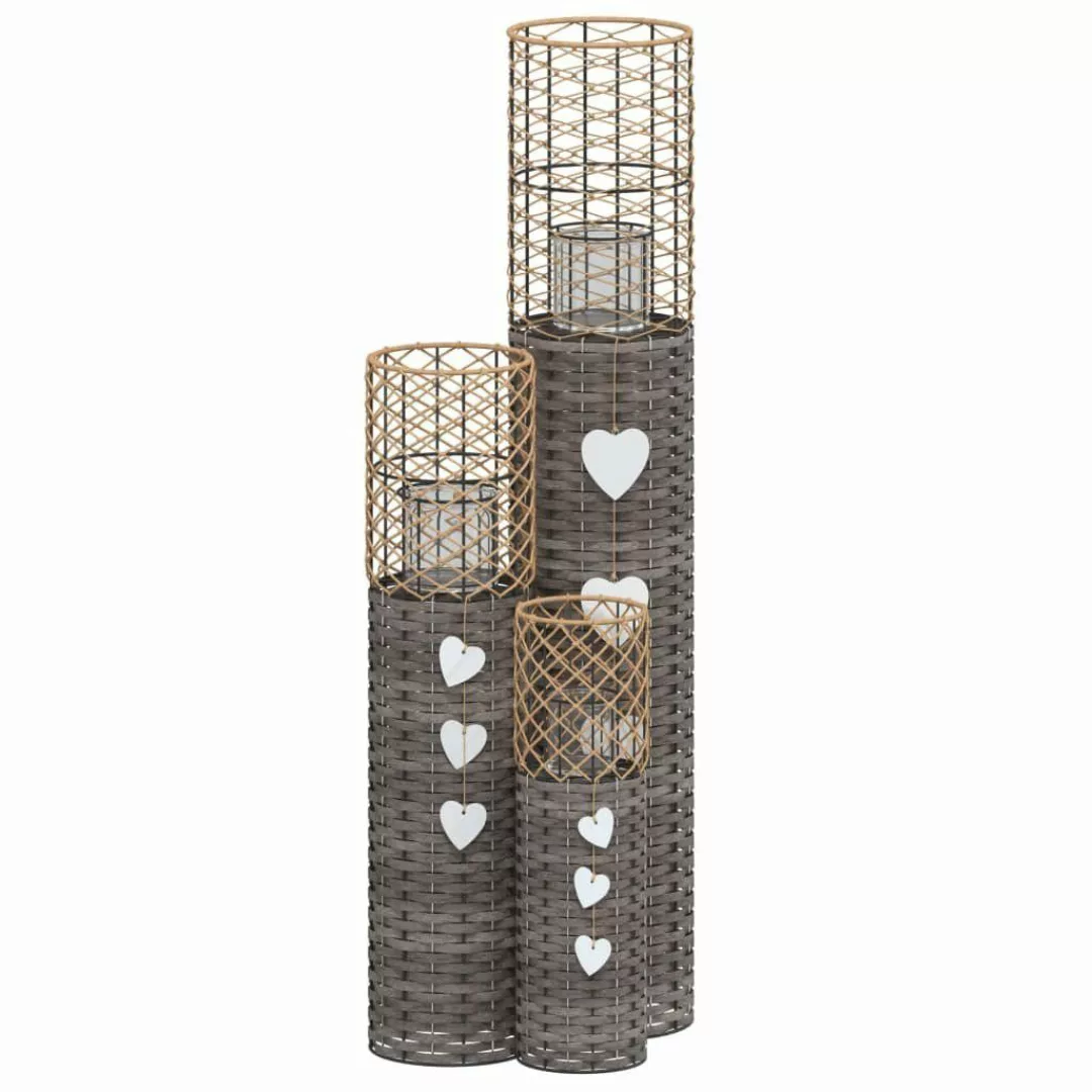 vidaXL Windlicht Kerzenhalter 3 Stk Grau günstig online kaufen
