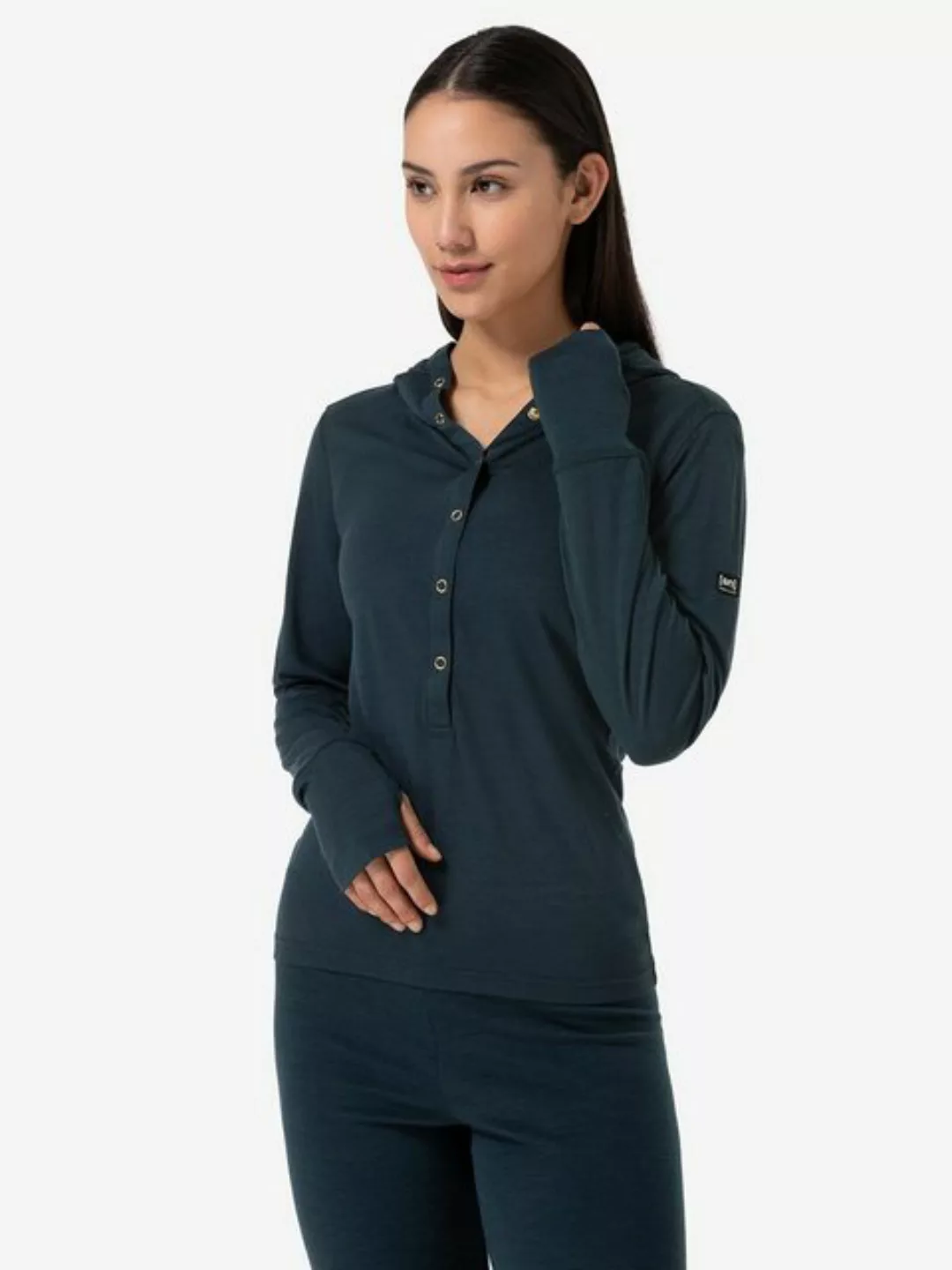 SUPER.NATURAL Sweatshirt für Damen, Merino NINJA BUTTONED Knöpfe, no smell günstig online kaufen