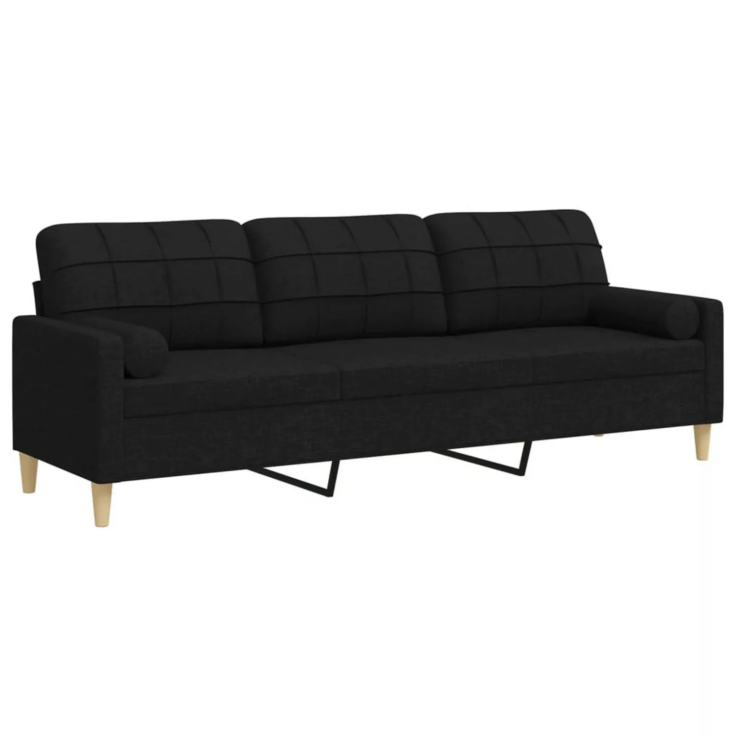 vidaXL Sofa 3-Sitzer mit Zierkissen Schwarz 210 cm Stoff 2163272 günstig online kaufen