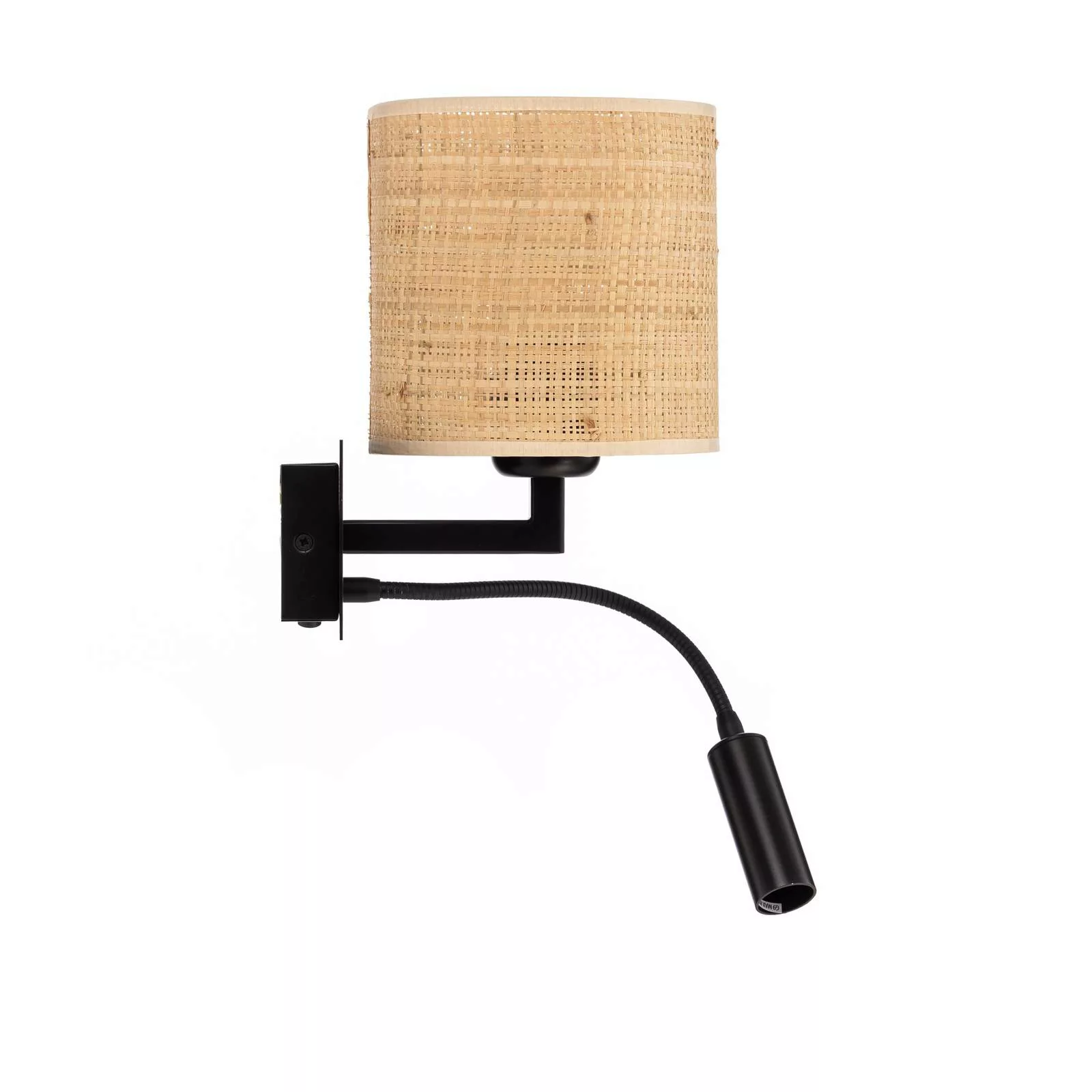 Wandlampe Harry, rund, schwarz/Jute hell günstig online kaufen