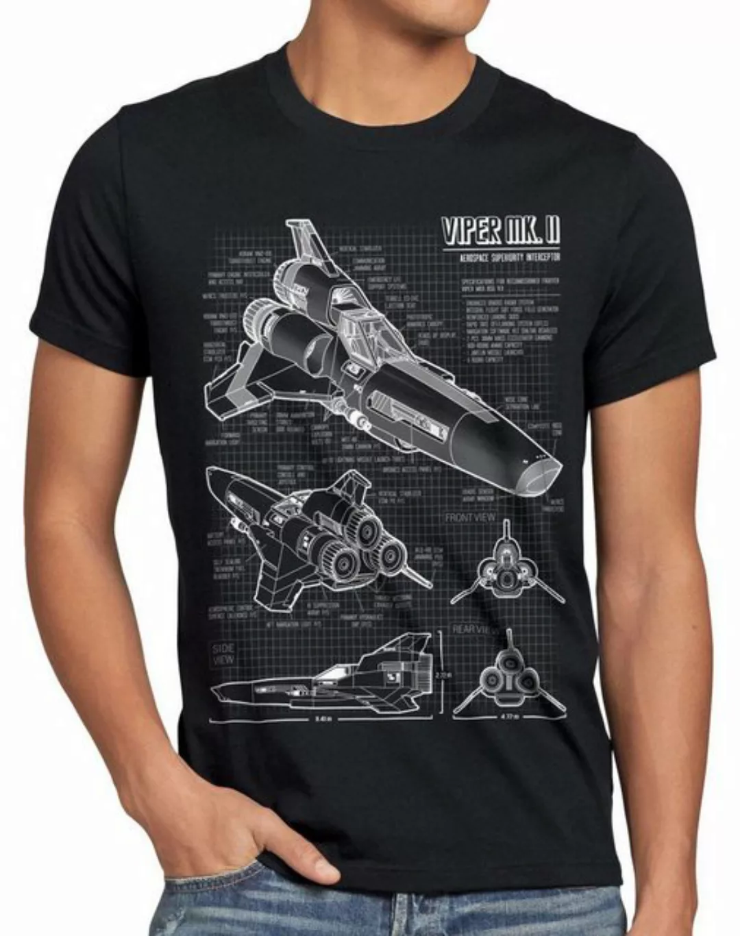 style3 Print-Shirt Herren T-Shirt Viper MK2 galactica kampfstern battlestar günstig online kaufen