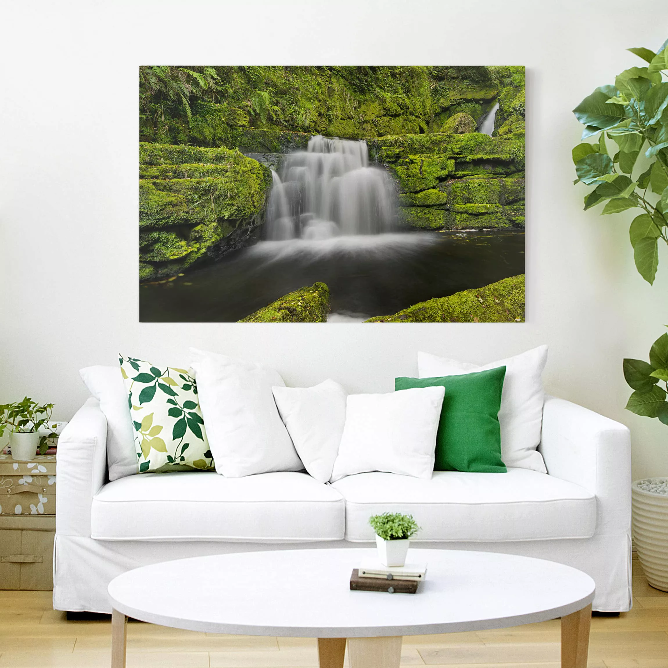 Leinwandbild Natur & Landschaft - Querformat Lower McLean Falls in Neuseela günstig online kaufen