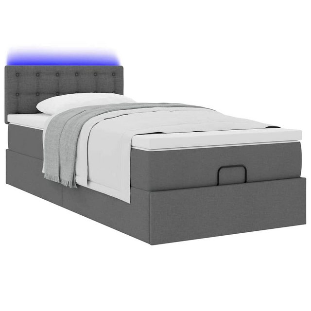 vidaXL Bett Ottoman-Bett mit Matratze & LEDs Dunkelgrau 80x200 cm Stoff günstig online kaufen