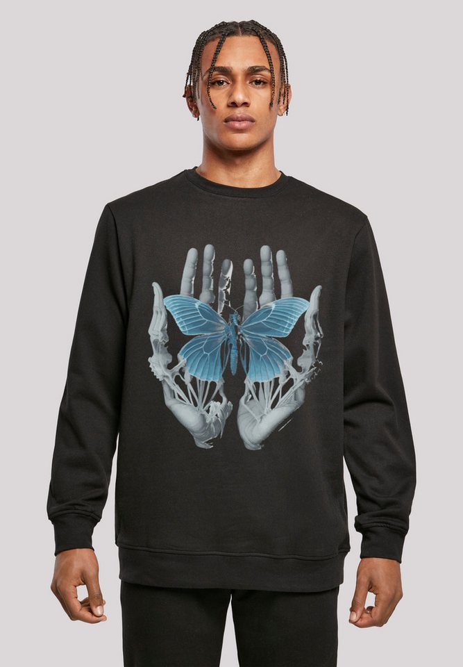 F4NT4STIC Kapuzenpullover Skelett Hände Schmetterling Print günstig online kaufen