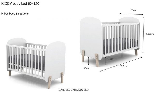 Natur24 Bett JAXX Babyzimmer aus Babybett, Kommode, Wikelaufsatz in Weiß günstig online kaufen