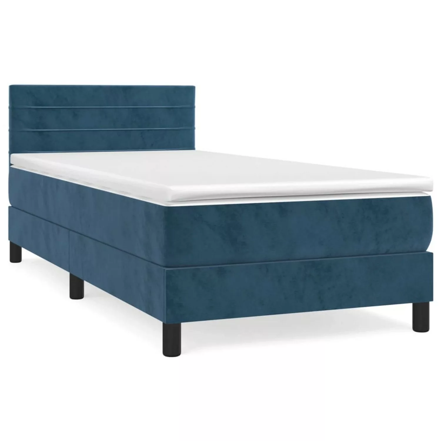 Vidaxl Boxspringbett Mit Matratze Dunkelblau 90x200 Cm Samt günstig online kaufen