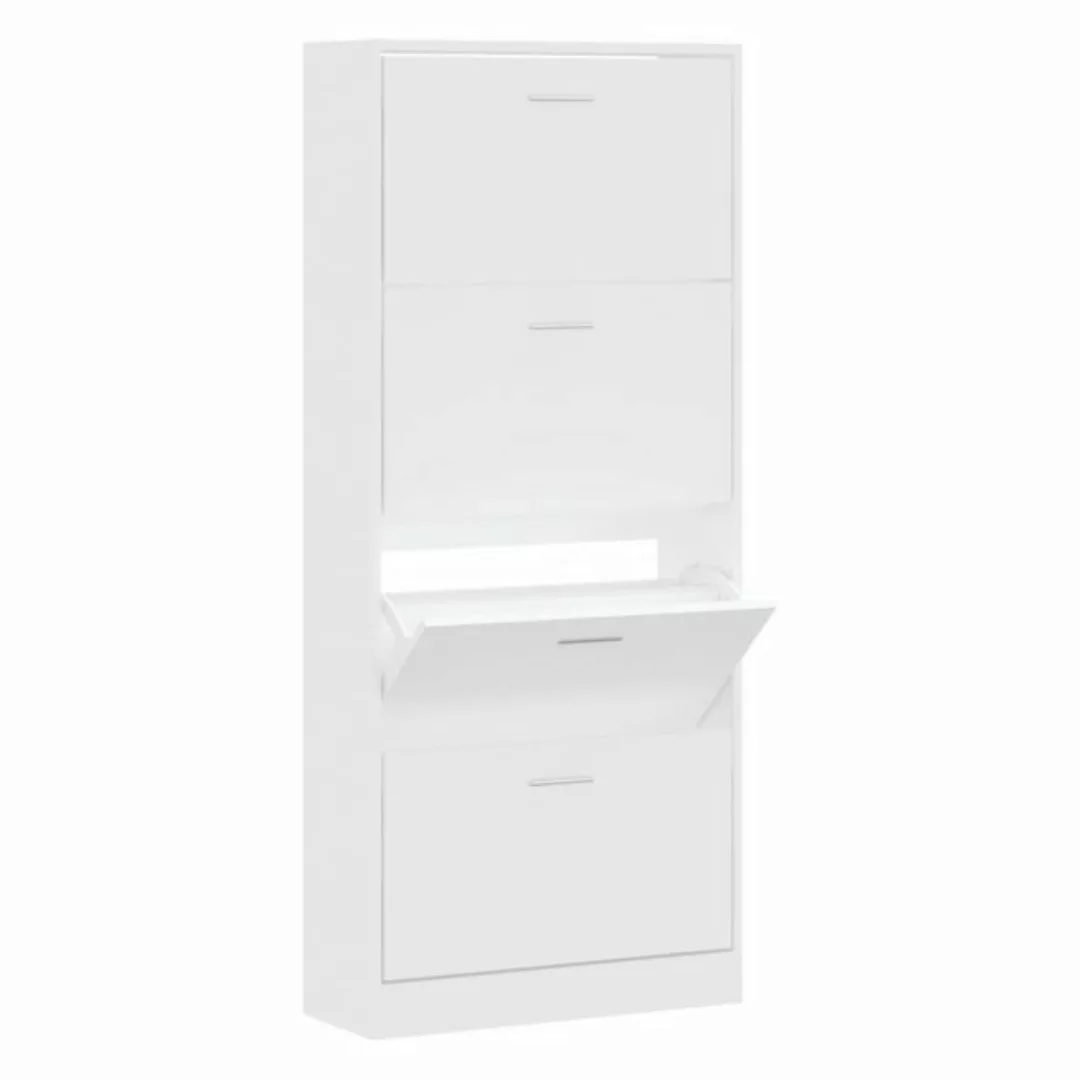 furnicato Schuhschrank Weiß 63x24x147 cm Holzwerkstoff günstig online kaufen