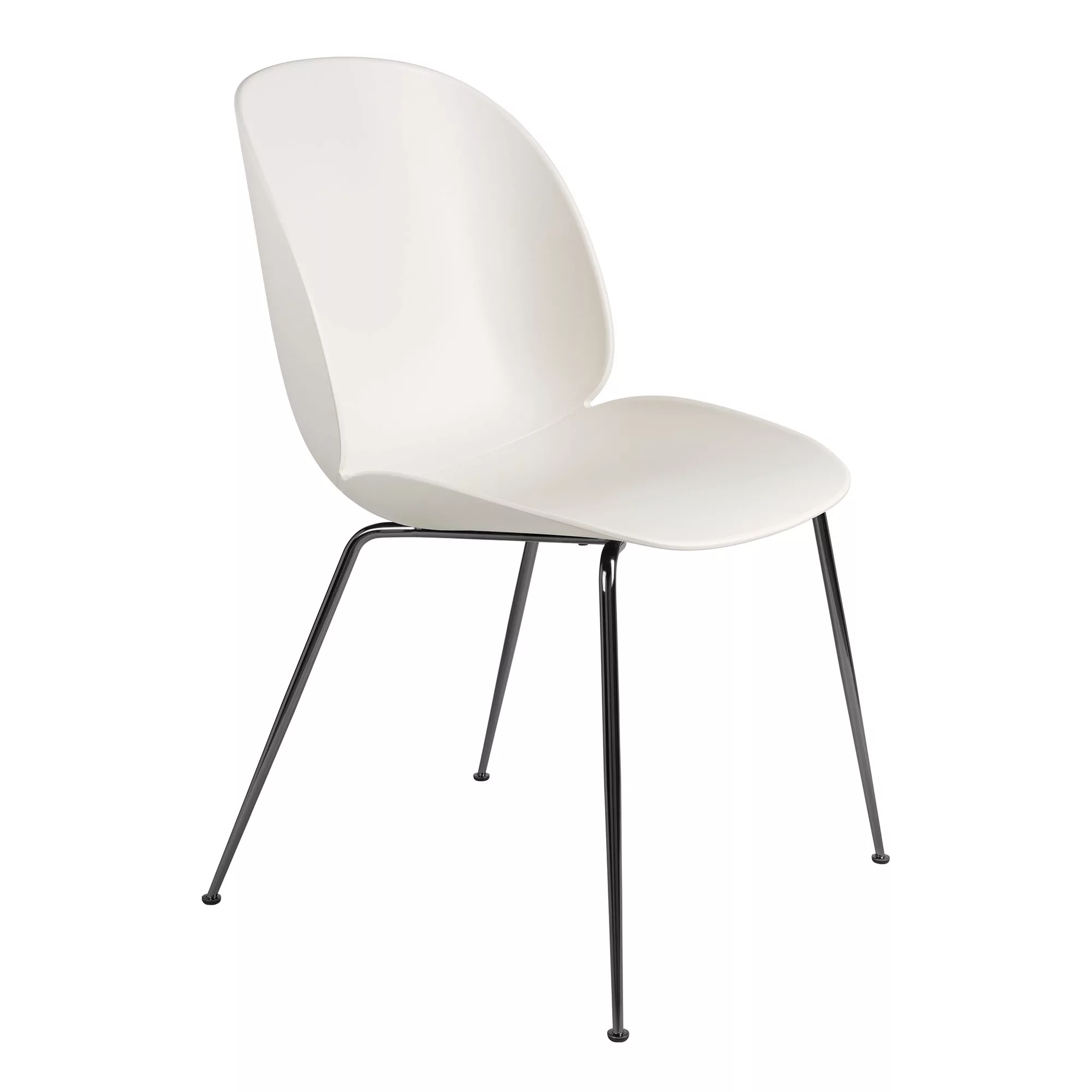 Gubi - Beetle Dining Chair Stuhl Gestell Chrom schwarz - Alabaster weiß/Sit günstig online kaufen