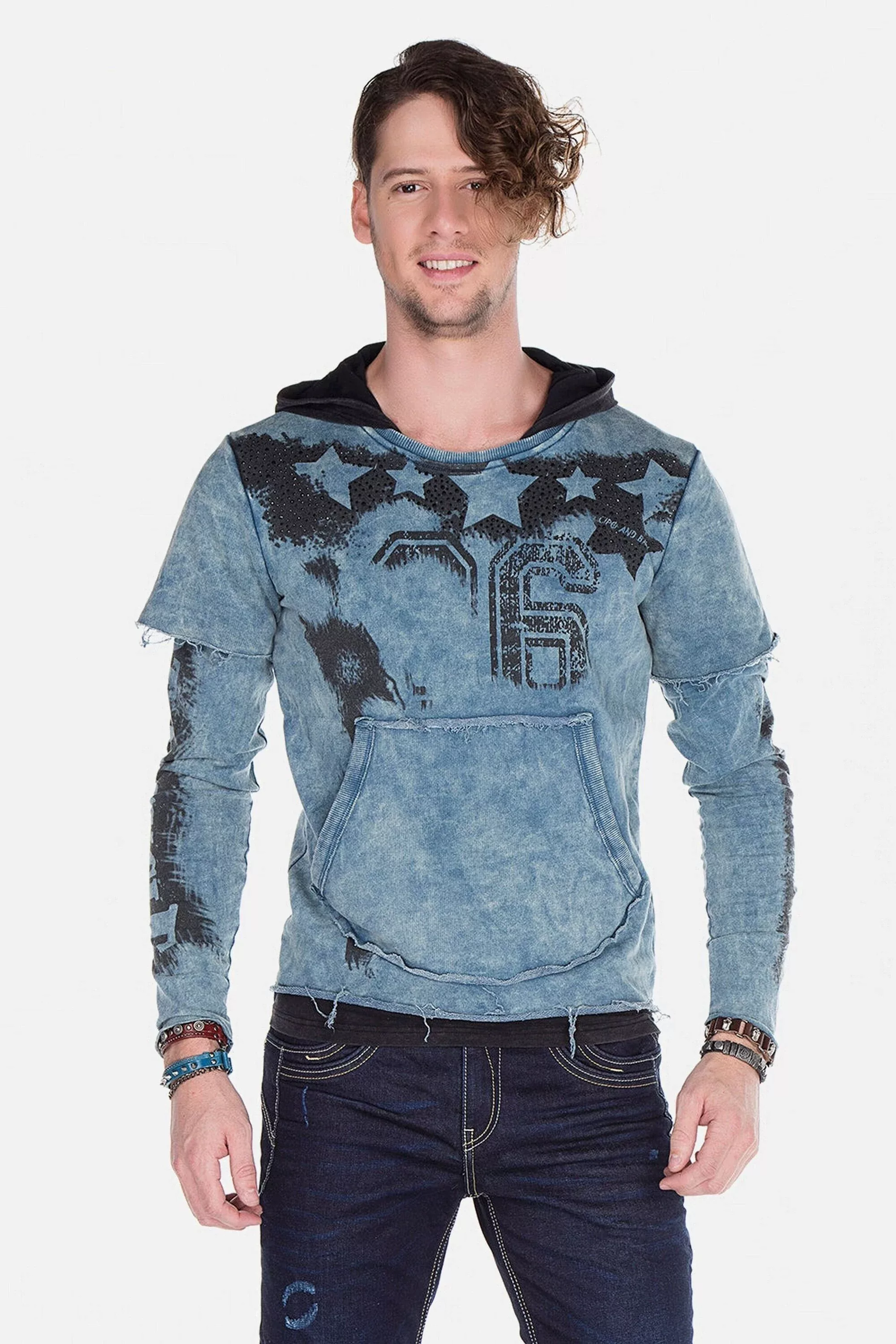 Cipo & Baxx Kapuzensweatshirt "Sweatshirts", im Lagenlook, CL-279 günstig online kaufen