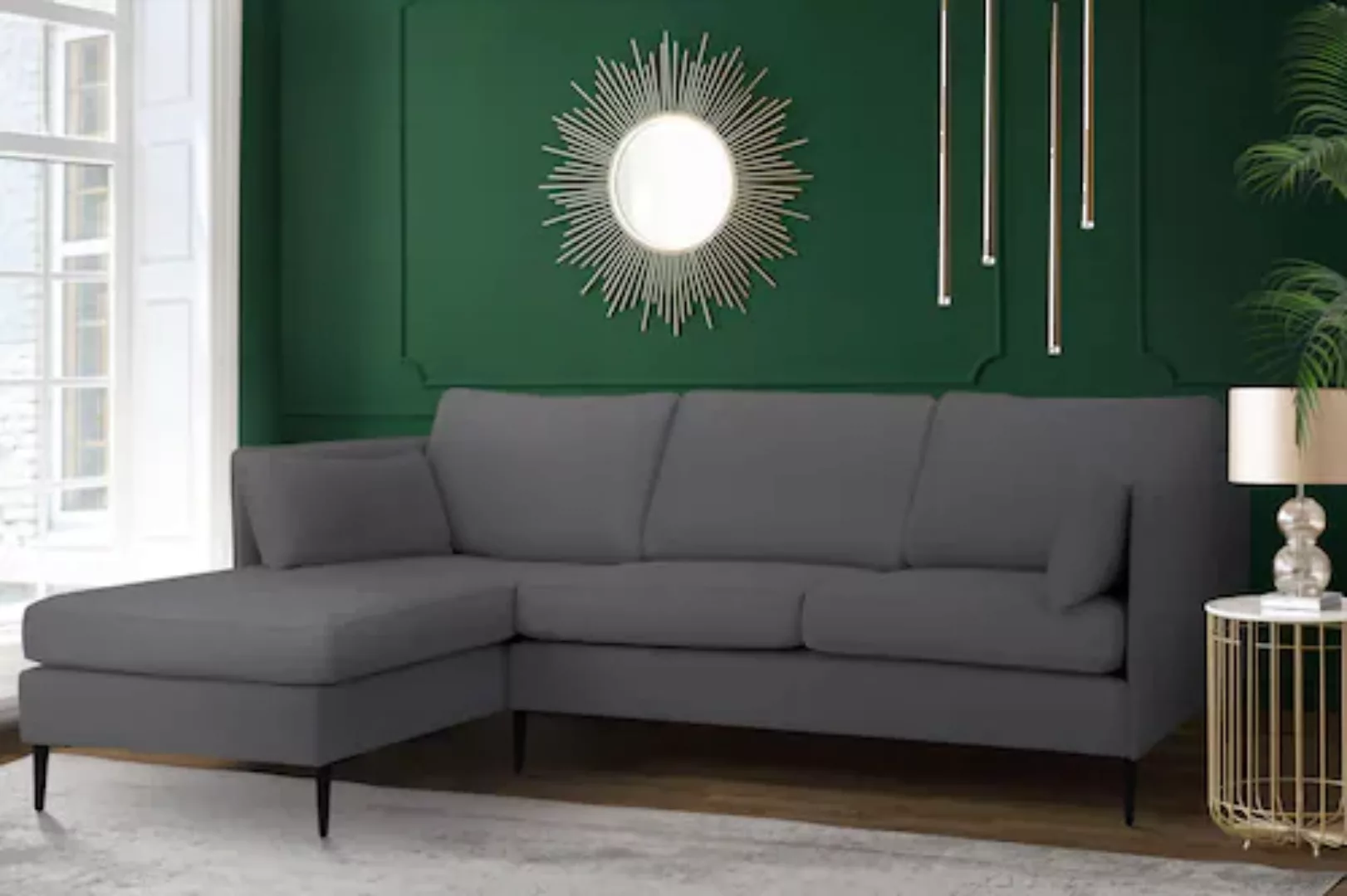 Leonique Ecksofa »Light L-Form«, inklusive loser Zierkissen, mit schmalen A günstig online kaufen