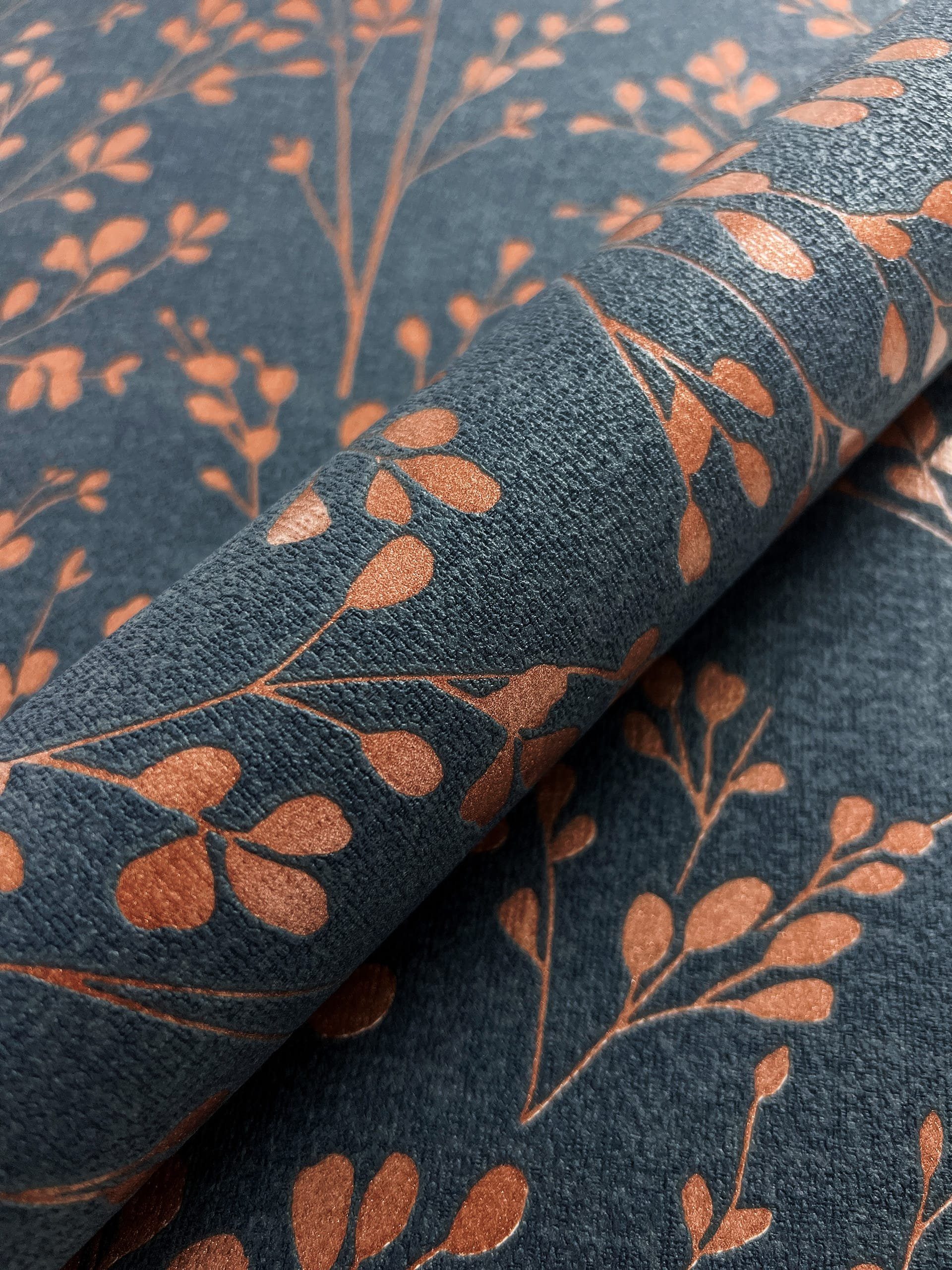 Newroom Vliestapete, Blau Tapete Floral Zweige günstig online kaufen