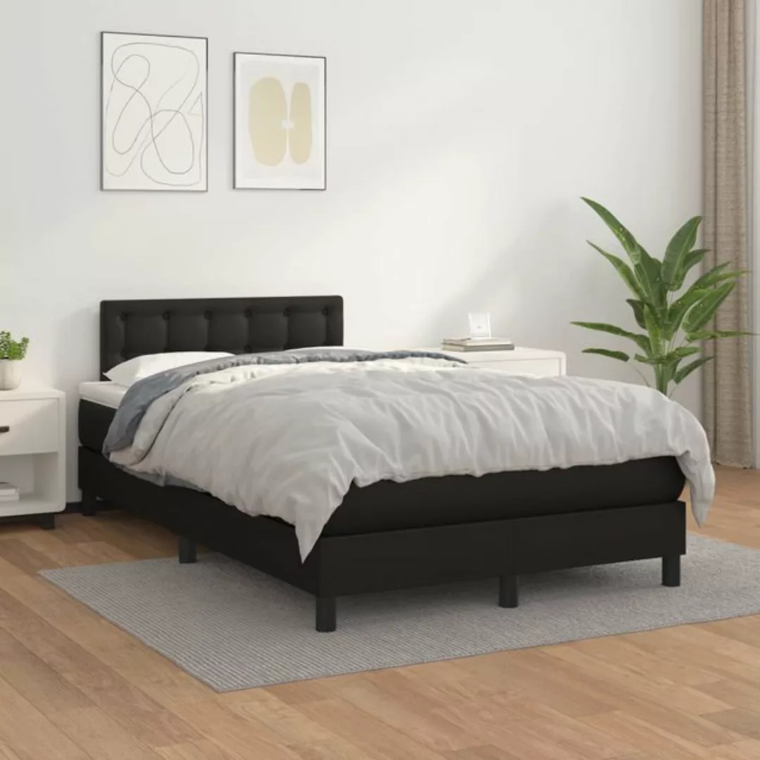 vidaXL Bettgestell Boxspringbett mit Matratze Schwarz 120x200 cm Kunstleder günstig online kaufen