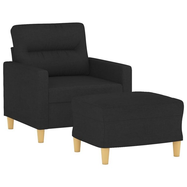 vidaXL Sofa Sessel mit Hocker Schwarz 60 cm Stoff günstig online kaufen