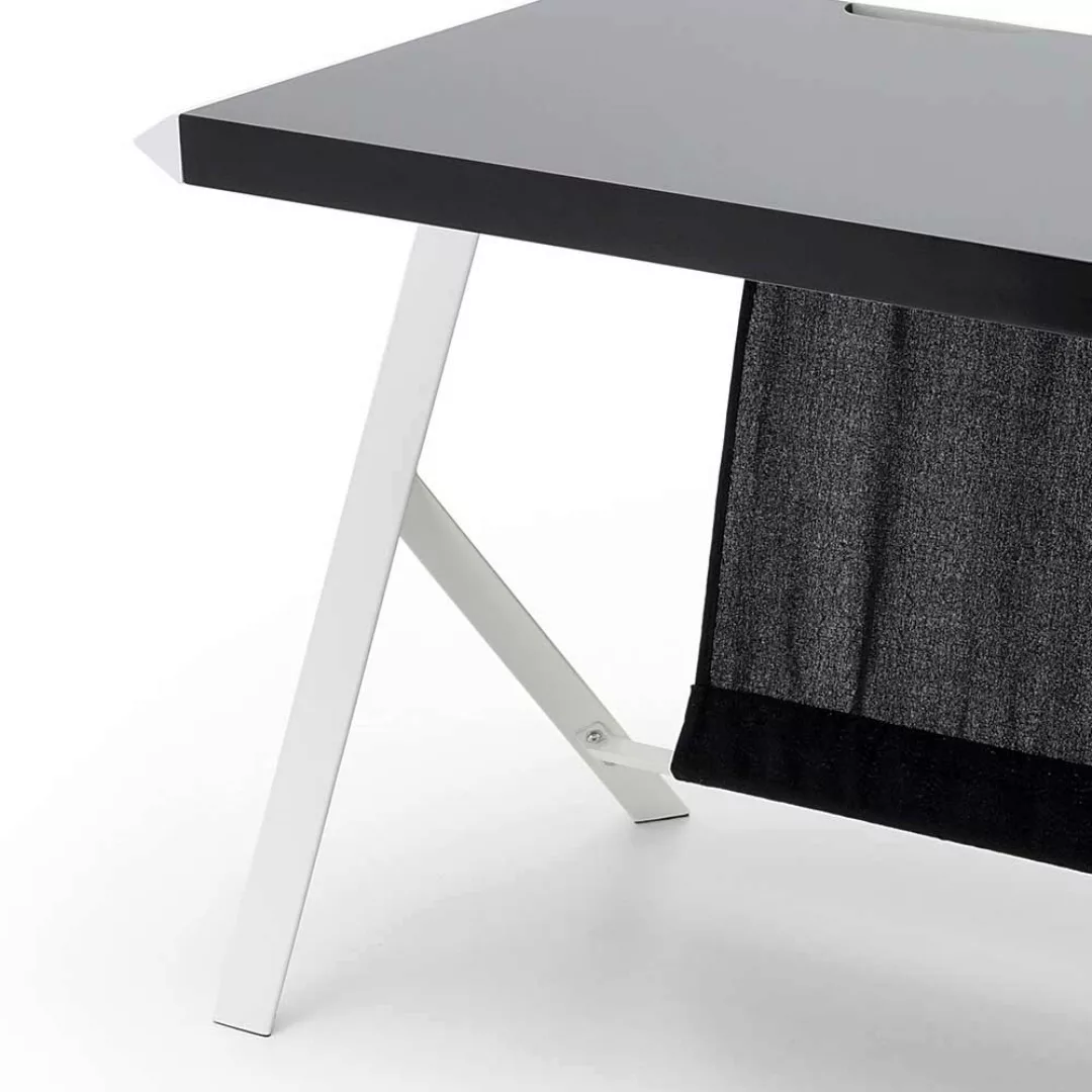 PC Tisch mit Knieraumblende Weiß Schwarz günstig online kaufen