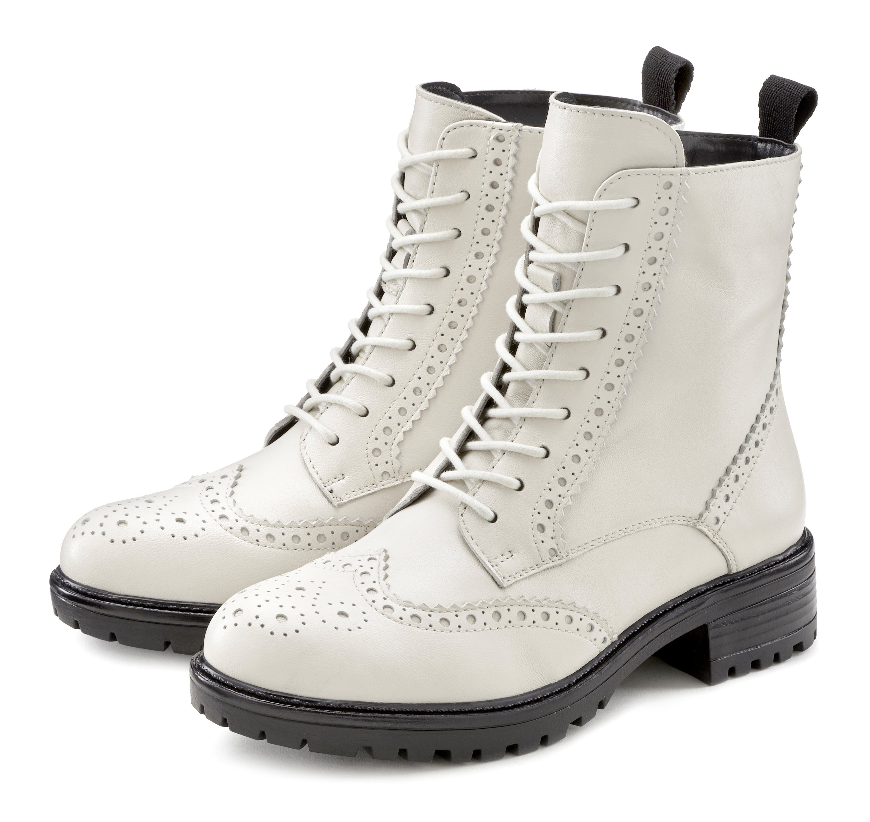 LASCANA Schnürboots Schnürstiefelette, Ankle Boots, Leder, günstig online kaufen