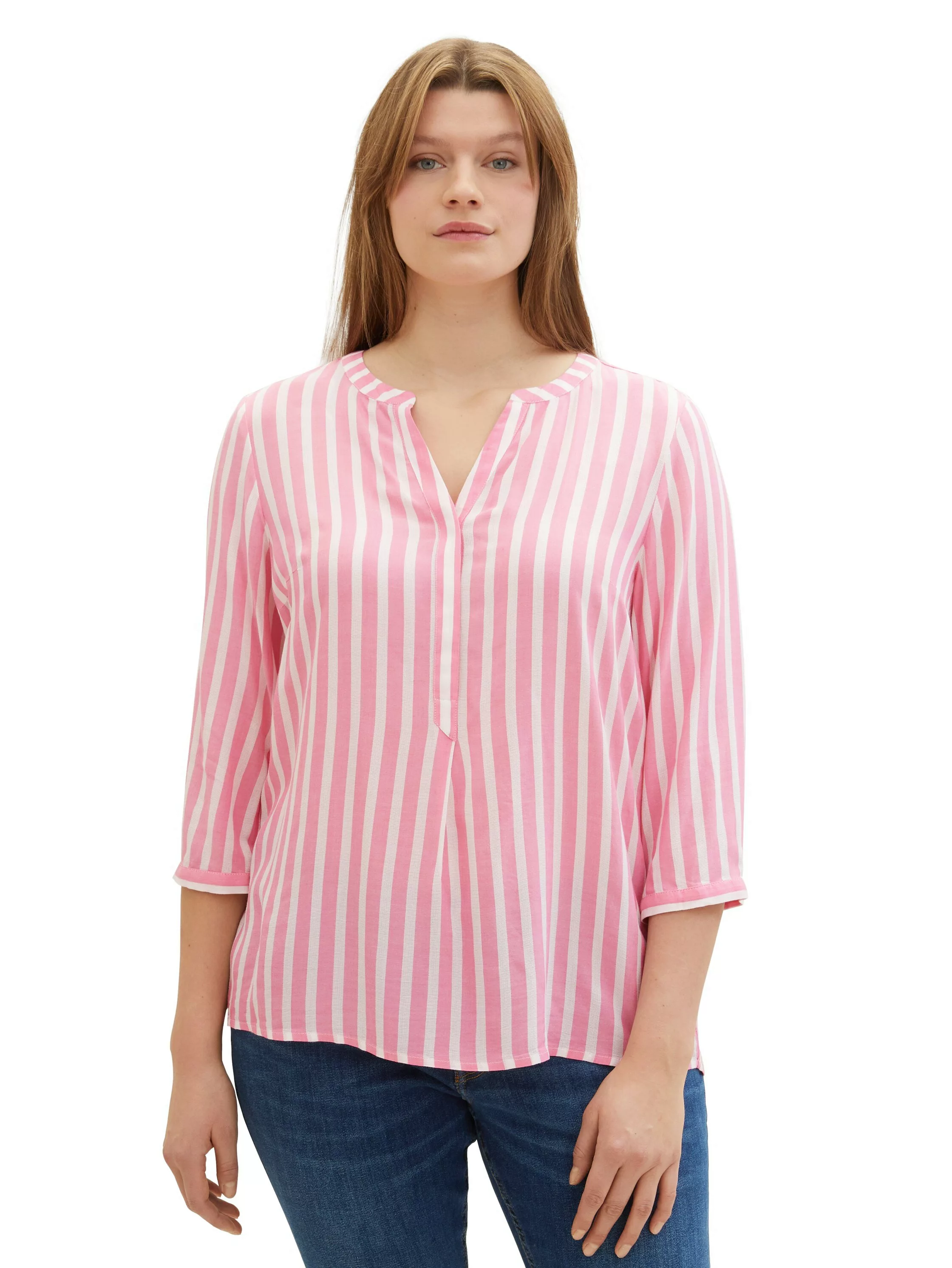 TOM TAILOR PLUS Shirtbluse mit 3/4 Arm und fließender Viskose günstig online kaufen