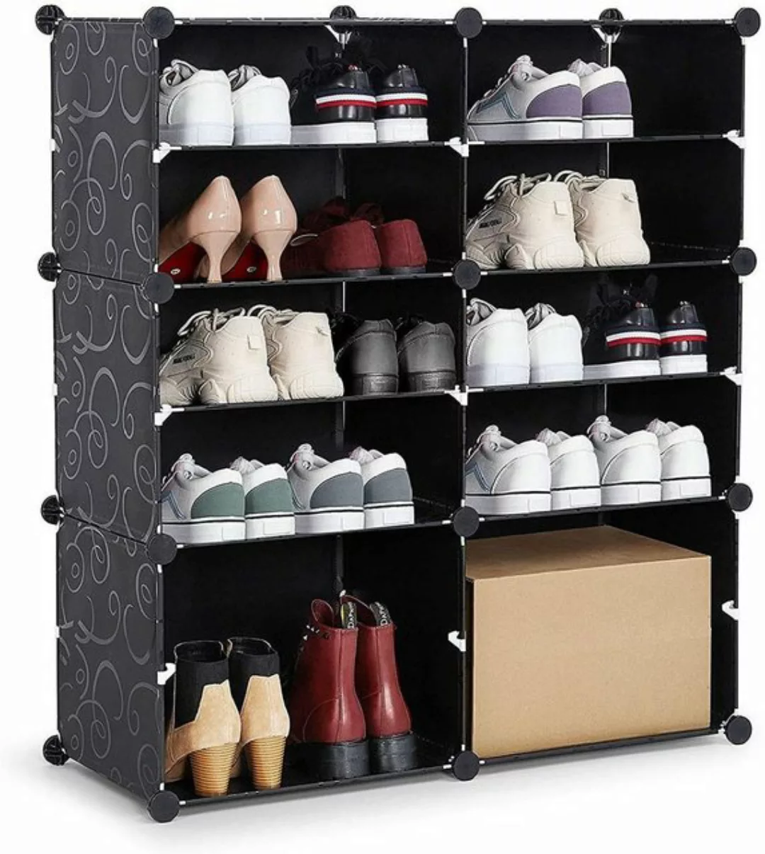 Mondeer Schuhschrank Kunststoff Schuhablage mit 6 Fächer und 2 Reihen günstig online kaufen