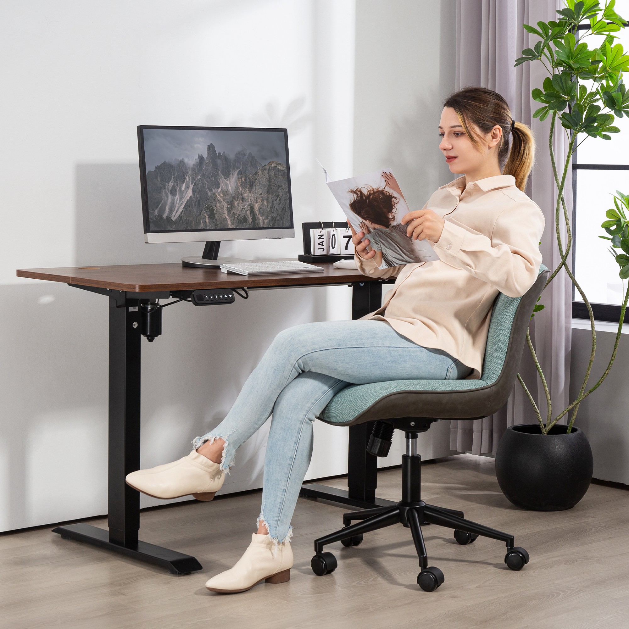 HOMCOM Bürostuhl, drehbarer Bürostuhl, ergonomischer Stuhl ohne Armlehnen, günstig online kaufen