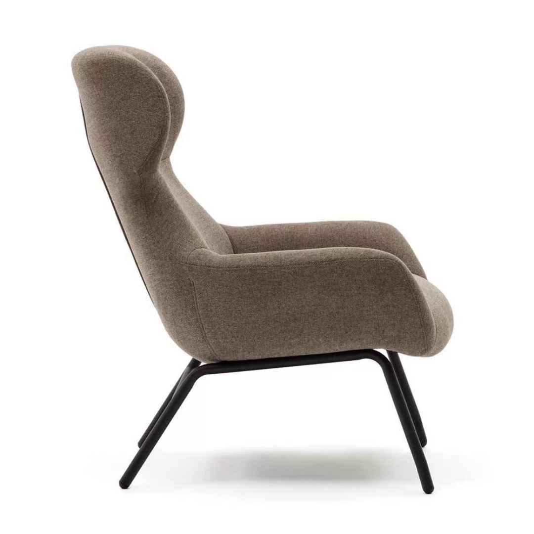 Sessel hellbraun Chenille im Skandi Design 97 cm hoch - 78 cm breit günstig online kaufen