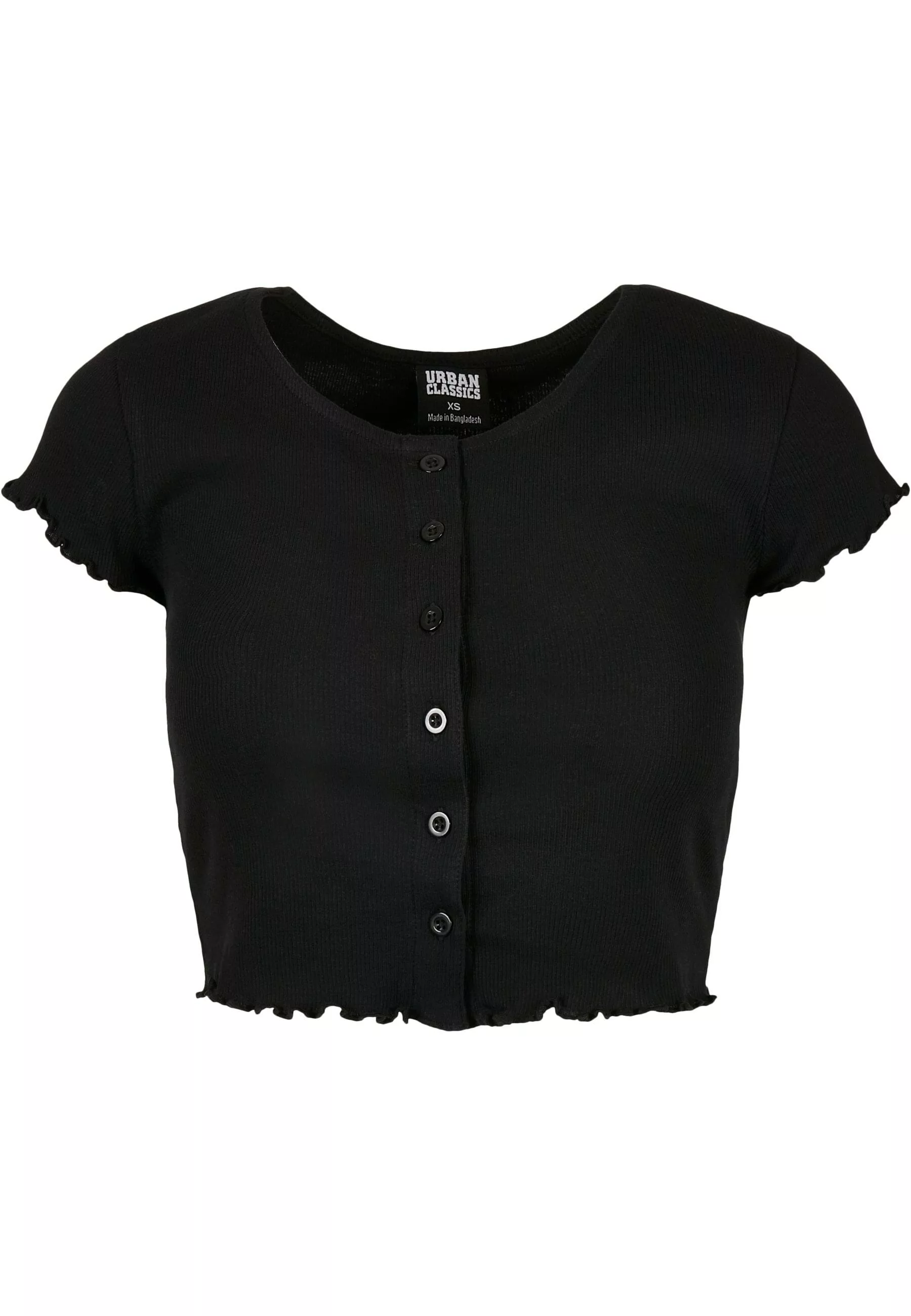 URBAN CLASSICS Kurzarmshirt "Urban Classics Damen Ladies Cropped Button Up günstig online kaufen