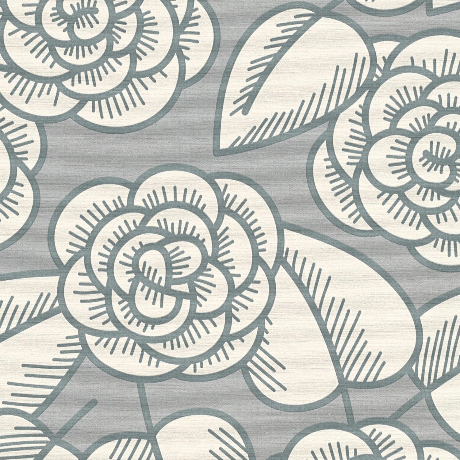 Bricoflor Blumentapete Grau Moderne Tapete Floral Ideal für Wohnzimmer und günstig online kaufen