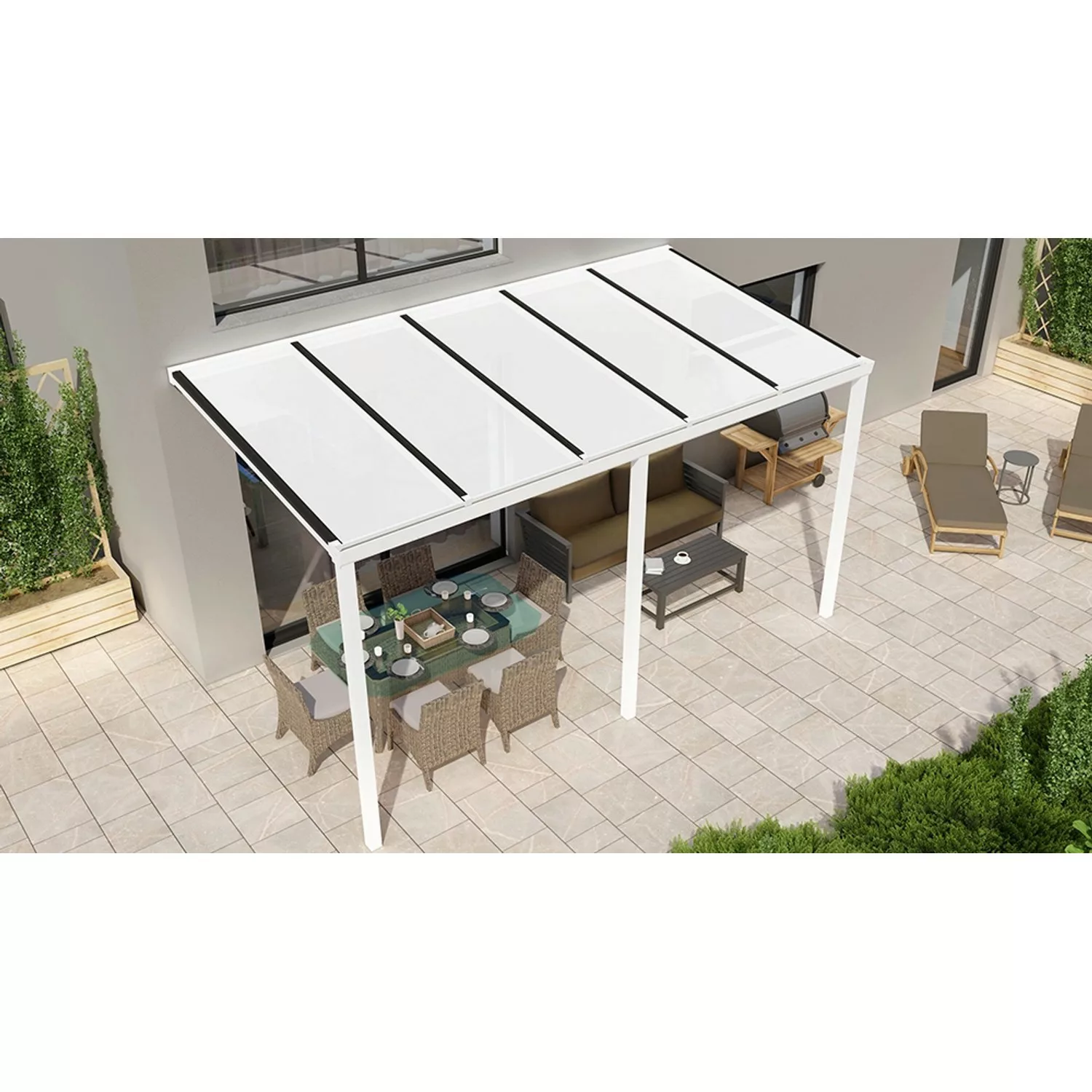 Terrassenüberdachung Basic 500 cm x 300 cm Weiß PC Opal günstig online kaufen