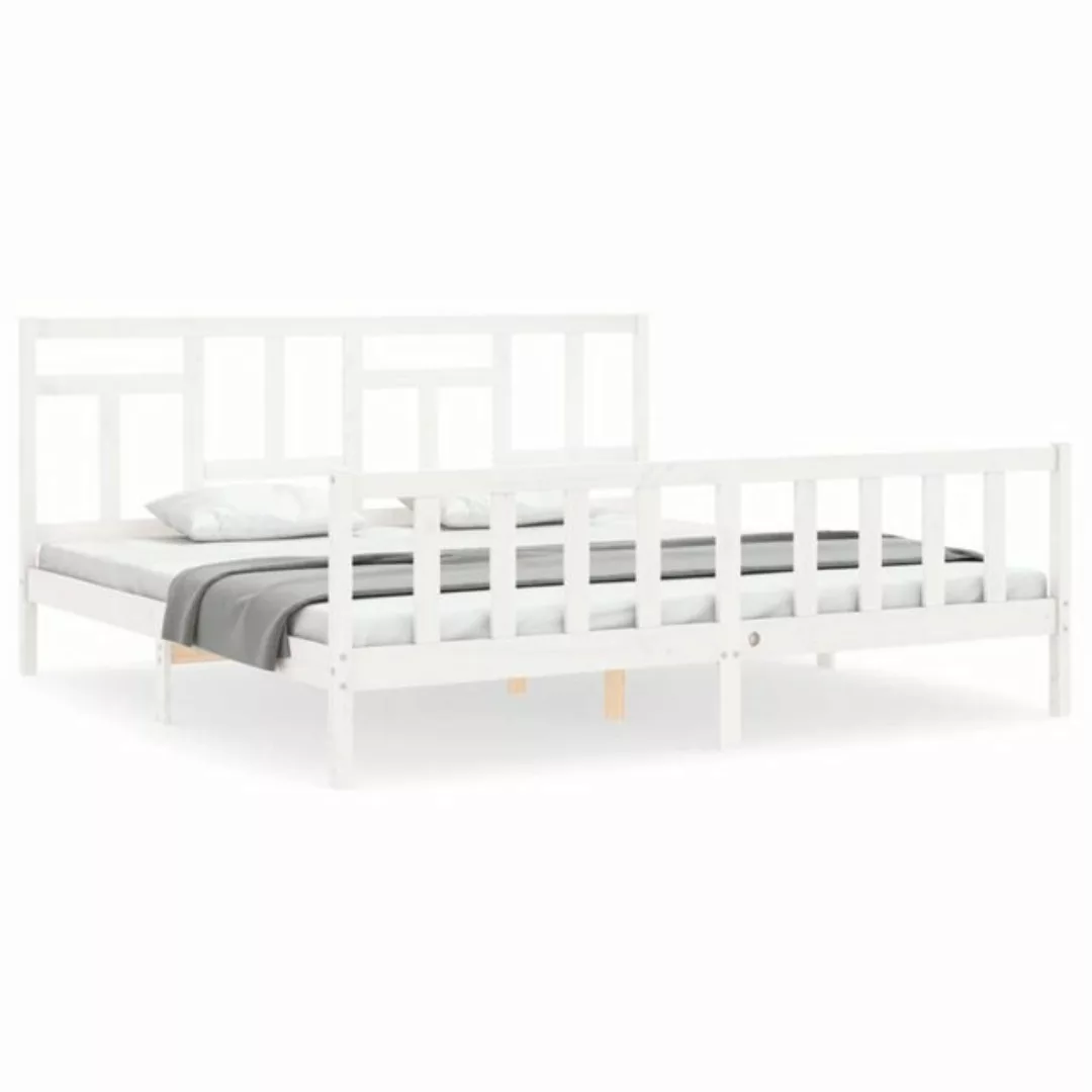 furnicato Bett Massivholzbett mit Kopfteil Weiß 200x200 cm günstig online kaufen