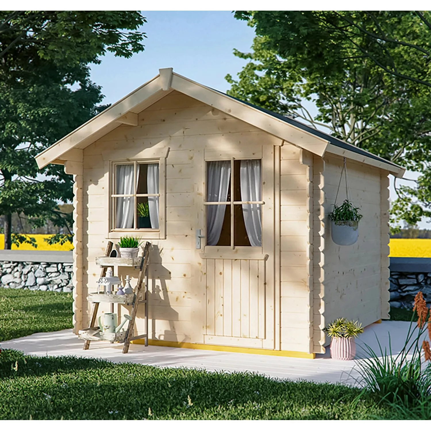 Skan Holz Holz-Gartenhaus Porto 2 Natur 250 cm x 250 cm günstig online kaufen