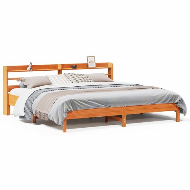 vidaXL Bett, Massivholzbett ohne Matratze Wachsbraun 180x200 Kiefernholz günstig online kaufen