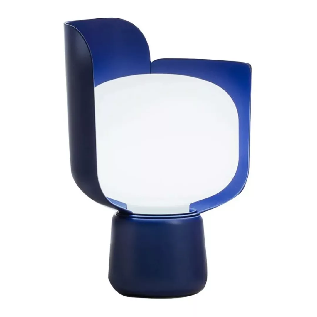 Fontana Arte - Blom Tischleuchte - blau/Polyethylen opalin milchweiß/H 24cm günstig online kaufen
