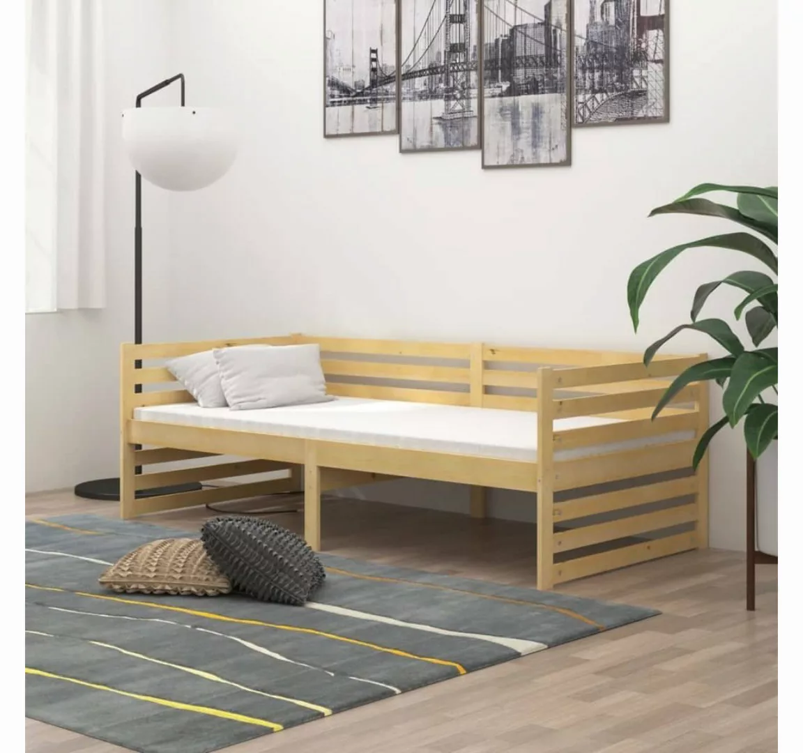 vidaXL Bettgestell Tagesbett Gästebett mit Matratze 90x200 cm Massivholz Ki günstig online kaufen