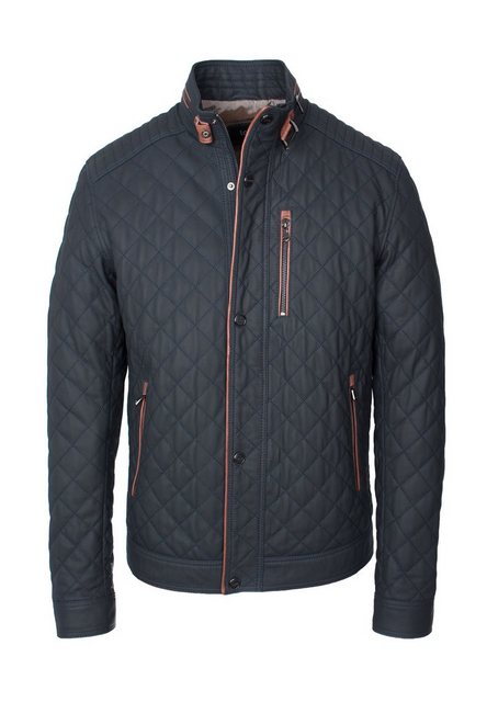 Lolus Lederjacke Jack Dunkelblau Braun Sportliche und feine Steppjacke aus günstig online kaufen