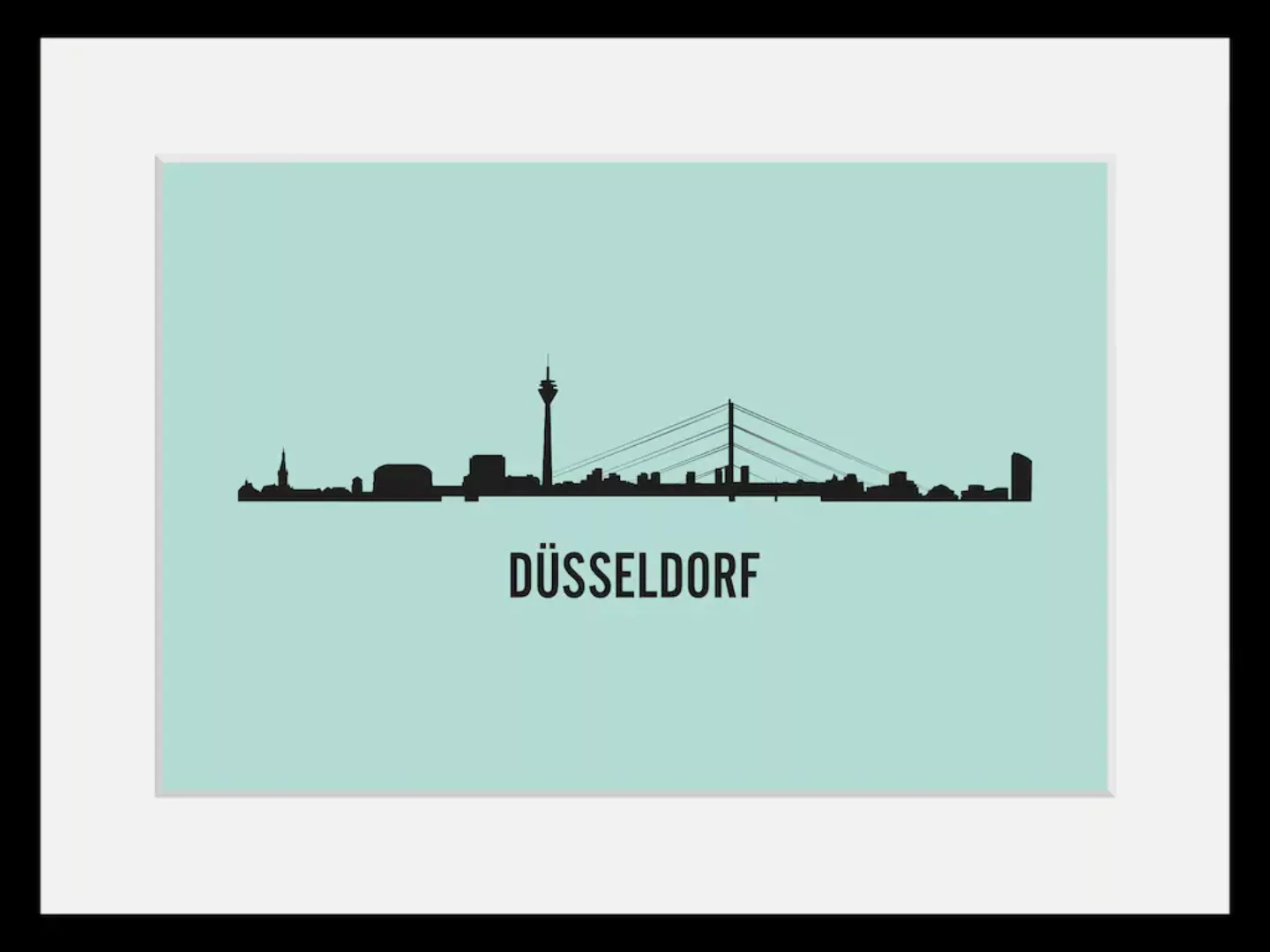 queence Bild "Düsseldorf Skyline", Städte-Stadt-Deutschland-Gebäude-Schrift günstig online kaufen