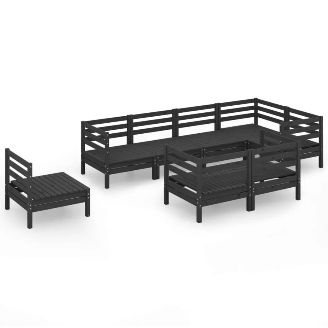 8-tlg. Garten-lounge-set Massivholz Kiefer Schwarz günstig online kaufen