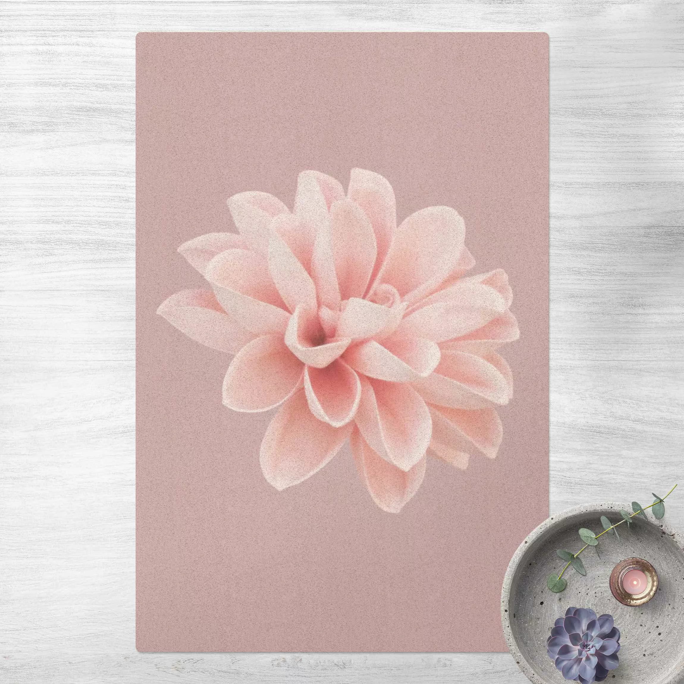 Kork-Teppich Dahlie Blume Lavendel Rosa Weiß günstig online kaufen