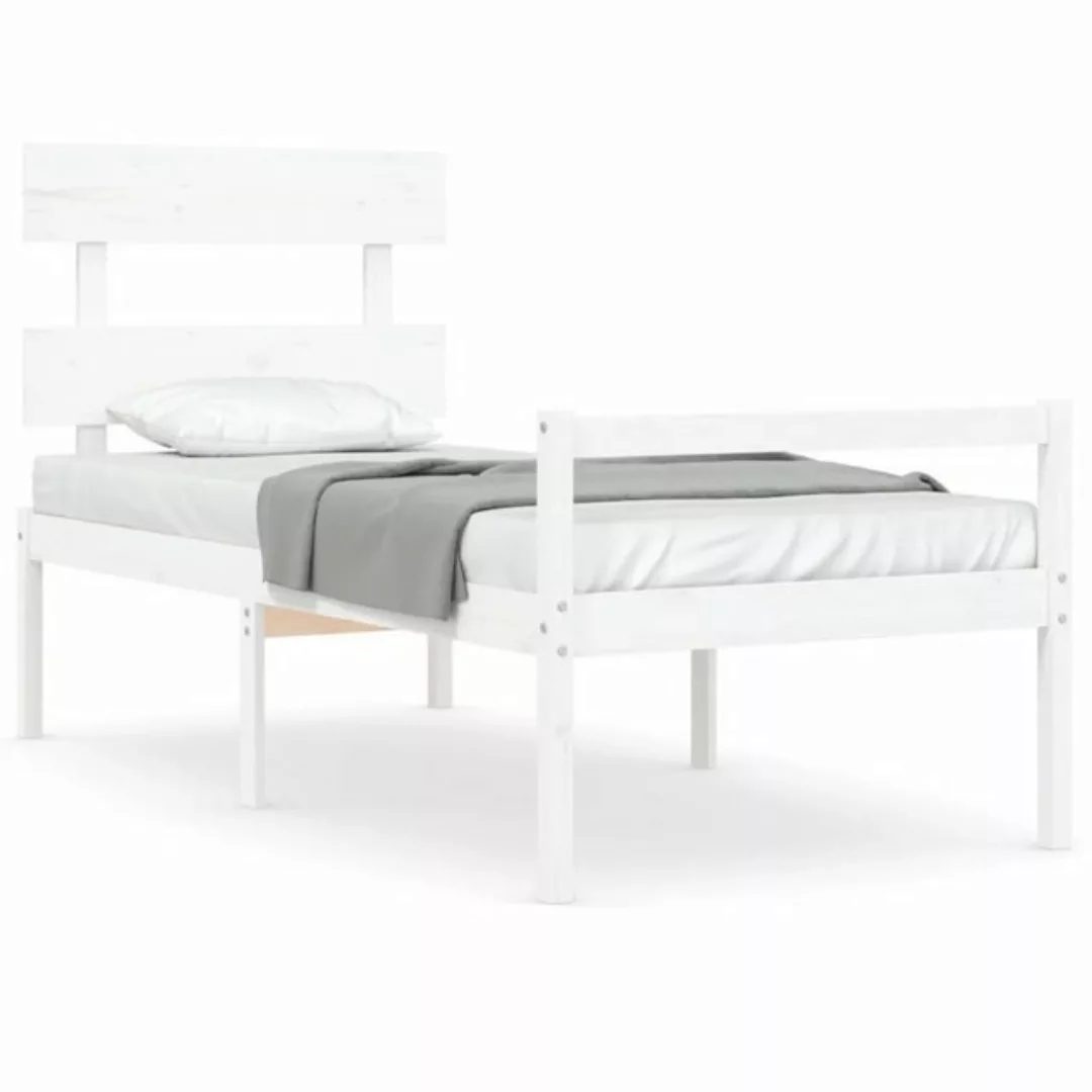 vidaXL Bett Seniorenbett mit Kopfteil 100x200 cm Weiß Massivholz günstig online kaufen